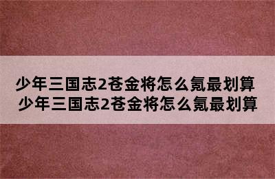 少年三国志2苍金将怎么氪最划算 少年三国志2苍金将怎么氪最划算